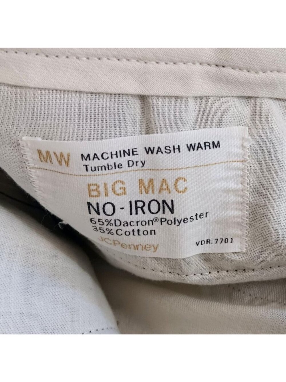 True Vintage Work Pants 40x28 Big Mac Green Mechanic 70s Olive Green Scovill Zip